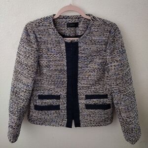 J. Crew Black and Cream Blazer Textured Knit
